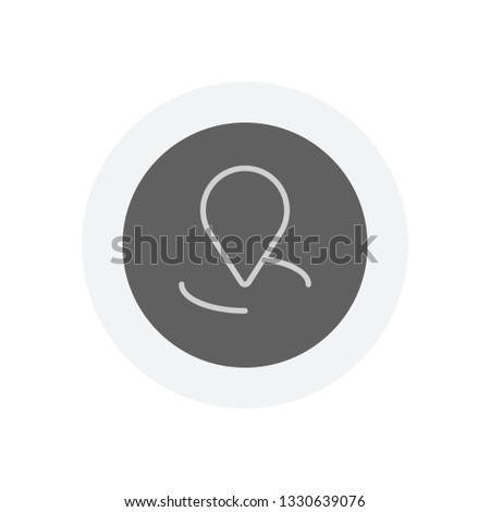 label or pin map on circle target, outline linear icon. Icon in colored circle with gray bold border. Web button, modern flat design