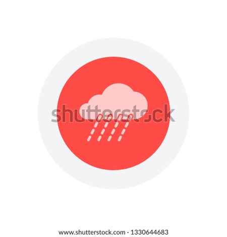 rain, weather icon. Icon in colored circle with gray bold border. Web button, modern flat design