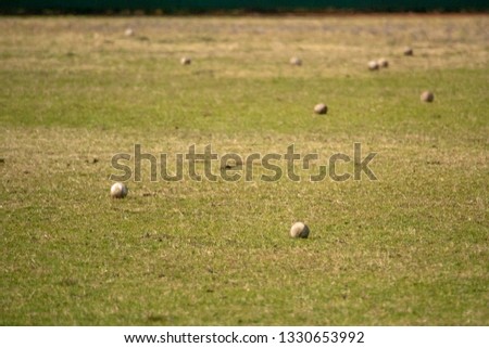 Many baseball on ground
