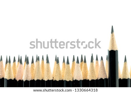Black pencils isolated on white background. Copy space.