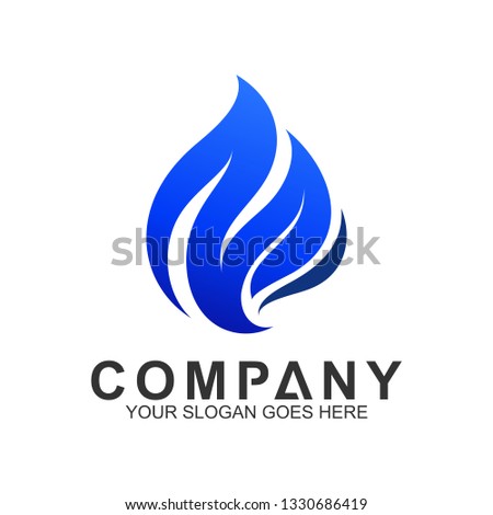 blue fire logo design template, abstract fire vector