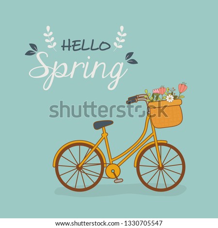 bicycle with basket and flowers in the landscape