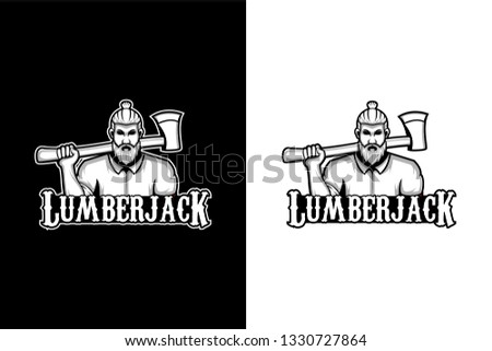 Black and white lumberjack vector, logo lumberjack vector