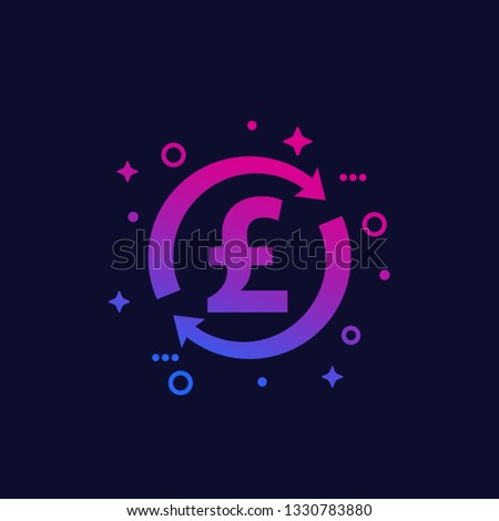 cash back, money exchange vector icon with pound