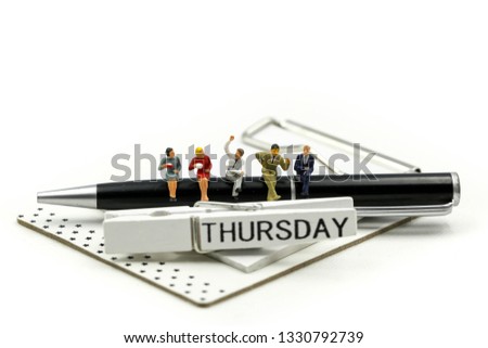 Miniature people : businessman and friend with Word Thank you on Thursday 27th,using for concept of Thank you Thursday.