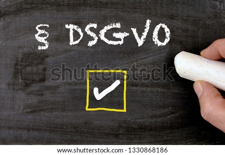 DSGVO in englisch GDPR sign black chalkboard with checkbox as symbol