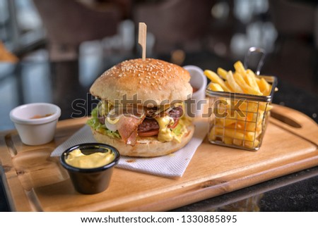Delicious and tasty food in restaurant with blurred background