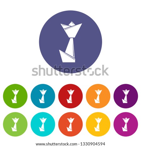 Origami tulip icons color set vector for any web design on white background