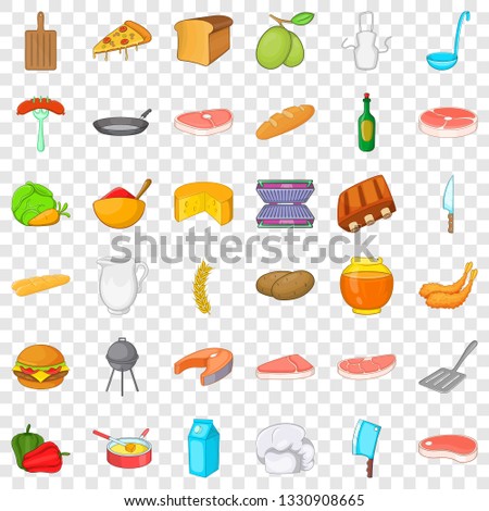 Bbq icons set. Cartoon style of 36 bbq vector icons for web for any design