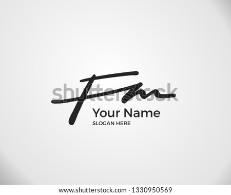 F M FM initial logo signature vector. Handwriting concept logo.