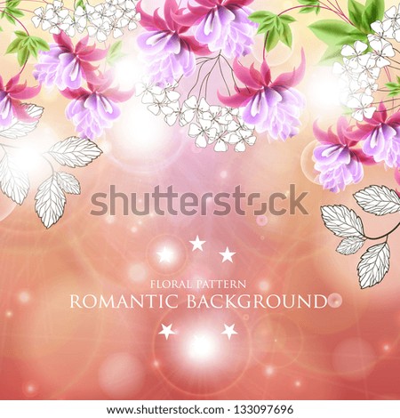 Invitation or card  with abstract floral background.