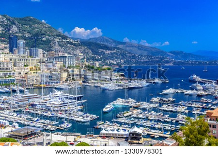 Port with yachts in La Condamine, Monte-Carlo, Monaco, Cote d'Azur, French Riviera.