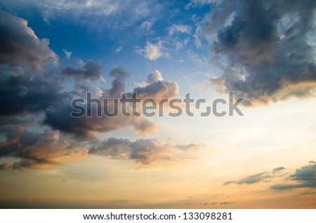  sky with clouds and sun Royalty-Free Stock Photo #133098281