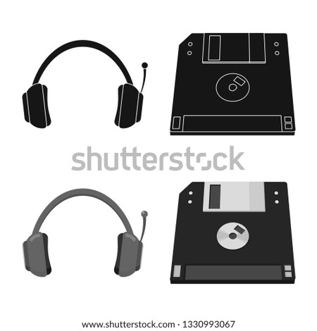 Isolated object of laptop and device logo. Collection of laptop and server stock vector illustration.