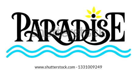 
Logo lettering on a white background - a paradise with blue waves.