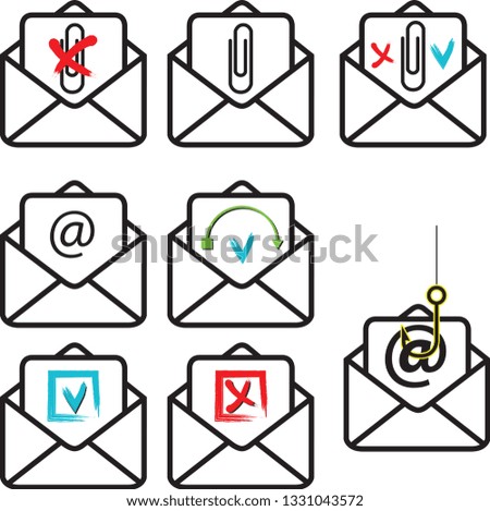 fishing on e-mail- set of icons
