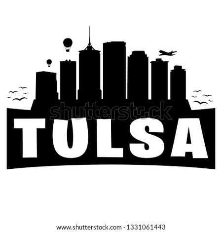 Tulsa Oklahoma. City Skyline. Silhouette Banner City. Design Vector. Famous Monuments.