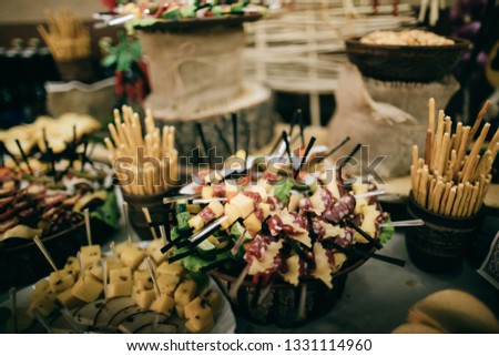 Assorted appetizers on table
