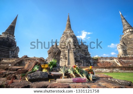 Ancient pagoda in Buddhist temple Thailand.