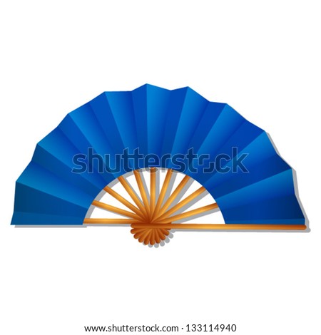 blue folding fan