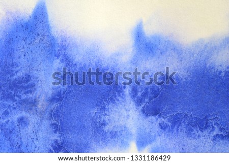 Abstract hand painted blue watercolor splash on white paper background, Creative Design Templates