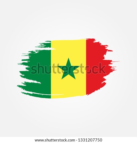 Flag of Senegal with brush stroke effect, Senegal Flag design. Vector Eps 10