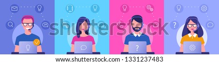 Customer support concept. Can use for web banner, infographics, hero images. Flat vector illustration isolated on white background. Royalty-Free Stock Photo #1331237483