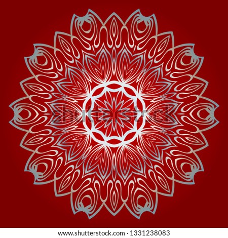 Traditional Ornamental Floral Mandala. Vector Illustration. For Modern Interiors Design, Wallpaper, Textile Industry. red silver color.