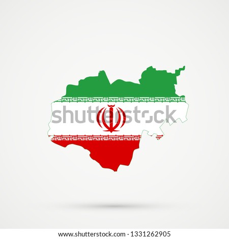 Kabardino-Balkar Republic map in Iran flag colors, editable vector.