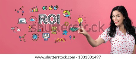 ROI with young woman on a pink background