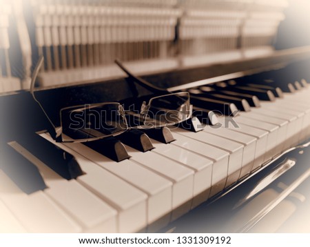 Detail of a piano keyboard