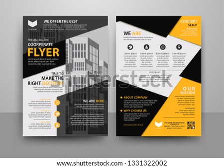 Business abstract vector template for Brochure, AnnualReport, Magazine, Poster, Corporate Presentation, Portfolio, Flyer, Market, infographic with yellow and black color size A4, Front and back.
