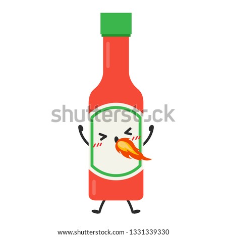 Chilli sauce cartoon vector. free space for text. wallpaper. Tabasco. Royalty-Free Stock Photo #1331339330
