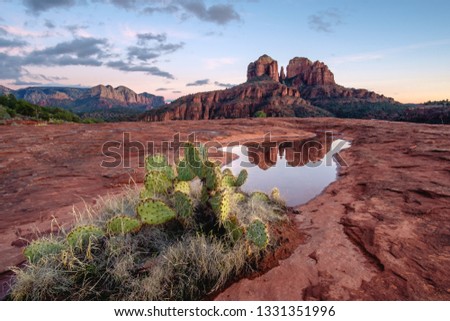 Cathedral rock at sunset. Royalty-Free Stock Photo #1331351996