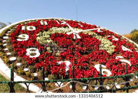 Flower clock in a park of a magical town in Mexico, Zacatlán de las manzanas, Puebla