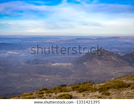 Aerial view of a mountain landscape on La Covatilla, Bejar (Salamanca)