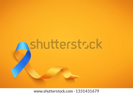 World Down Syndrome day. March 21. Realistic blue yellow ribbon symbol. Template for poster. Vector illustration. Royalty-Free Stock Photo #1331431679