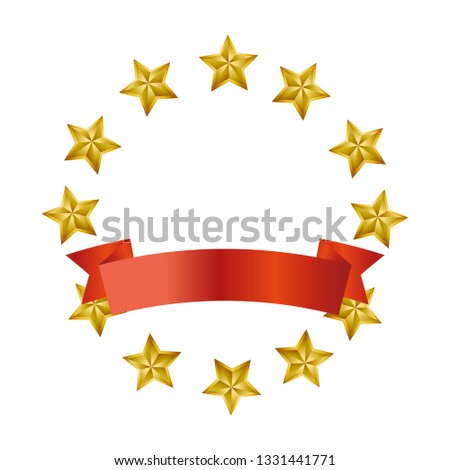 blank ribbon banner with stars
