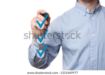 businessman checking mark checklist marker Isolated on  white background