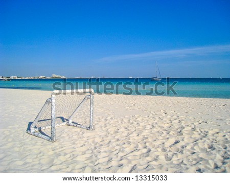 Soccer Goal on Caribbean Beach Royalty-Free Stock Photo #13315033