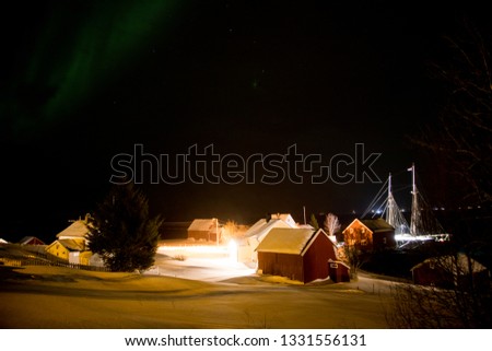 Small town in Norway during the night