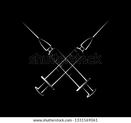 

Syringes. Cross. Black background
