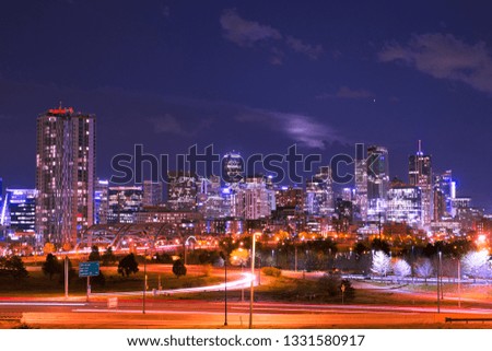 Night scene of the Denver Colorado skyline