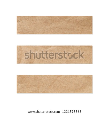 Paper tag set. Close up of a piece of note paper on white background. Piece of newspaper on white with clipping path.