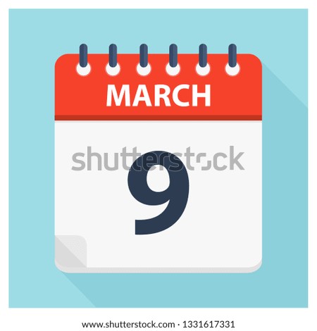 March 9 - Calendar Icon - Calendar design template - Business vector illustration.