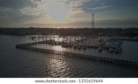 Morning Sunrise Over Marina Beach Haven Long Beach Island New Jersey Aerial Bayside Facing East
