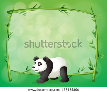 Illustration of a framed bamboo with a big panda