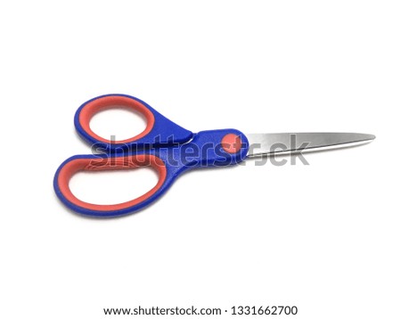 Blue scissors isolated on a white background
