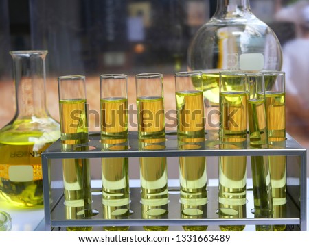Scientific Glassware on chemical background