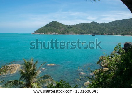 tropical beach and blue sky background in Koh Phangan,Thailand
